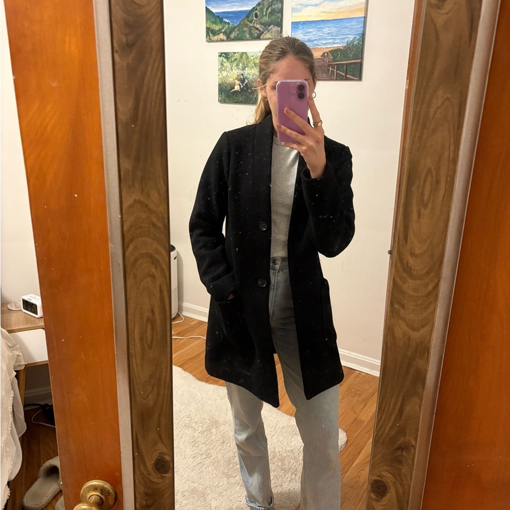 ABERCROMBIE & FITCH Black Wool Coat